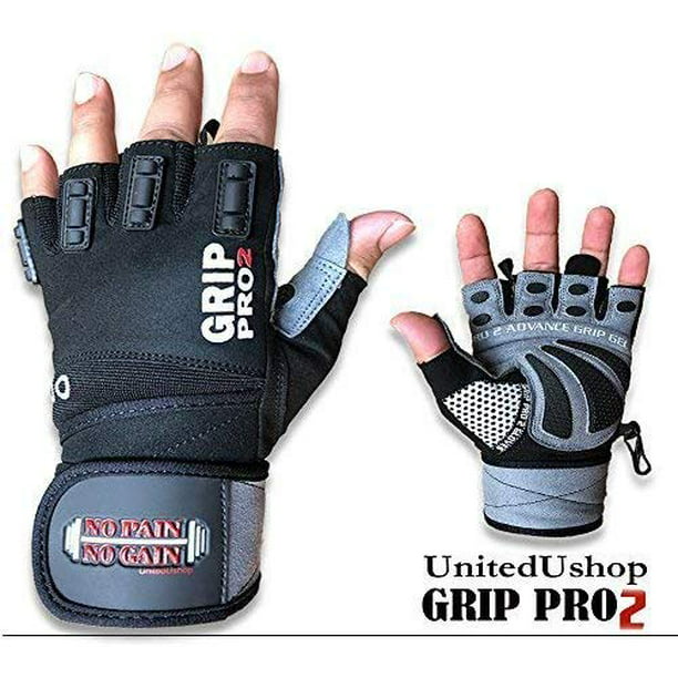 Weightlifting Bodybuilding & Strength Training UnitedUshop 2018 Grip PRO 2 Double Stitch Workout Gloves with Wrist Support for Lifting Weights Best Workout Gloves for Men & Women Crossfit 